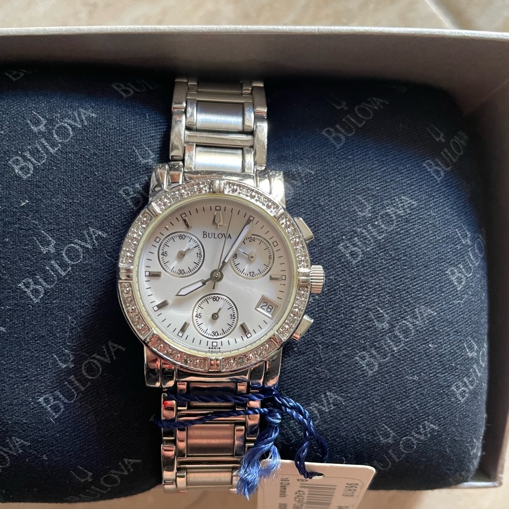 Bulova stainless steel women’s watch.